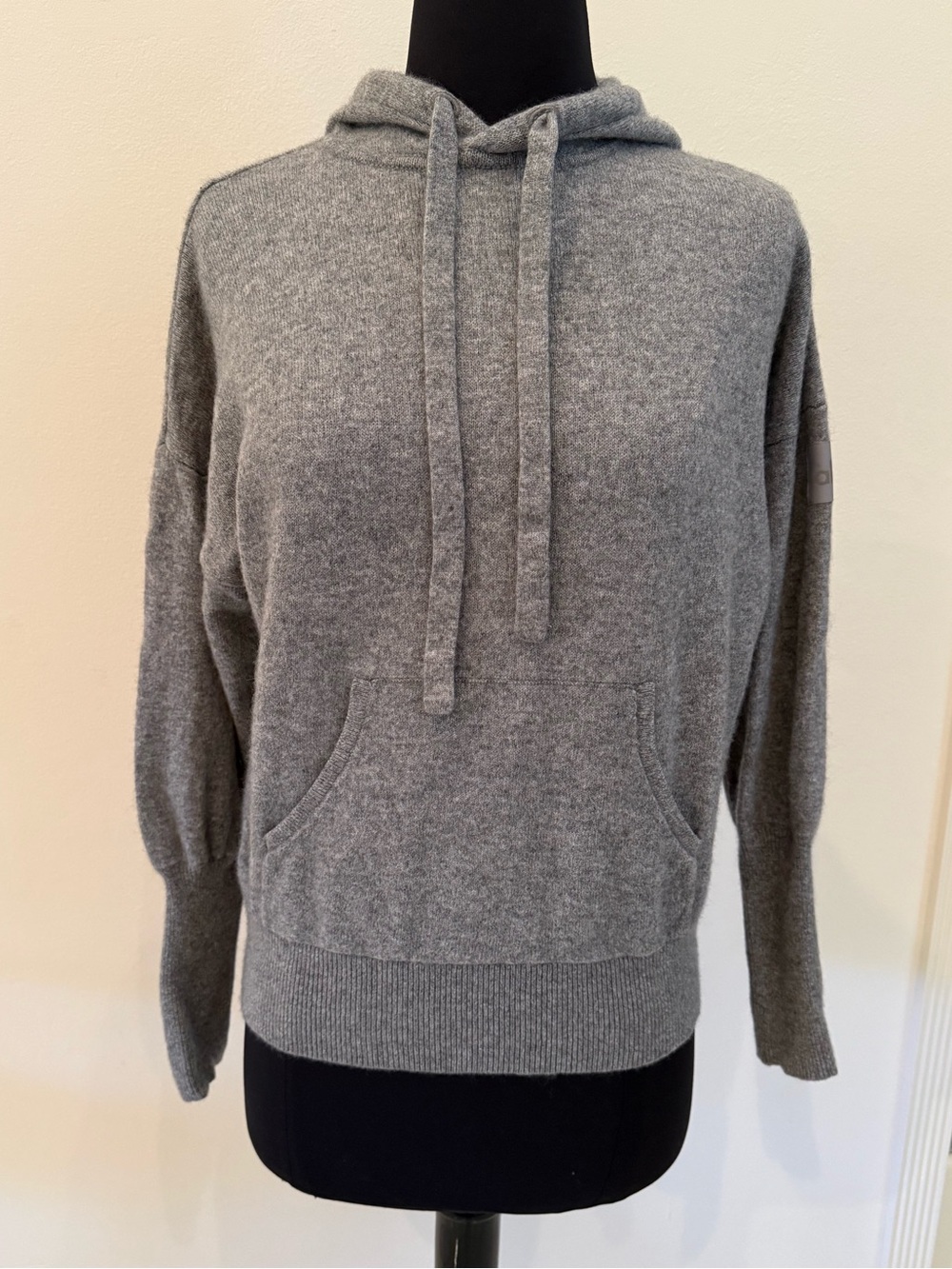 ALO YOGA Cozy Gray Cashmere-Blend Jet Set Hoodie Pullover Sweatshirt S $300 - Picture 5 of 12